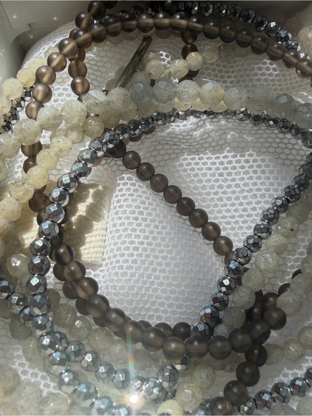 Brunello Cucinelli Two-Tone Beaded Long Necklace - Black & Gray